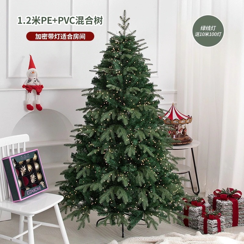 2024年1.5 mクリスマスツリークリスマスオーナメントPE暗号化LED発光ツリー大型クリスマス