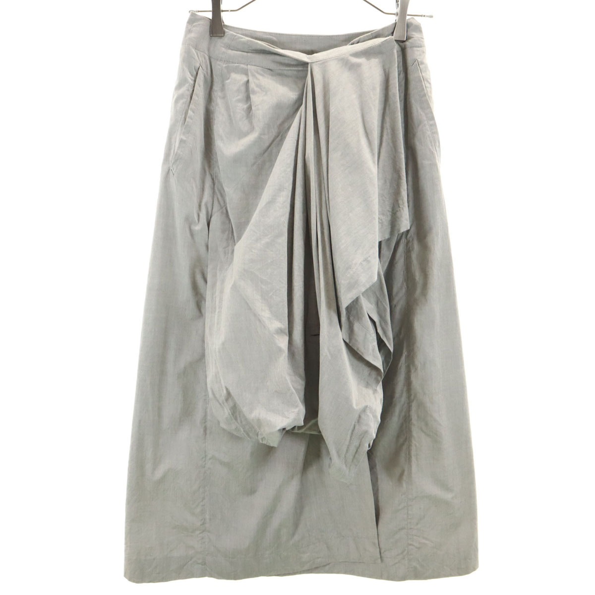 80s 日本製 筆タグ ヴィンテージ ロング丈 変形 ラップスカート M グレー レディース 古着
