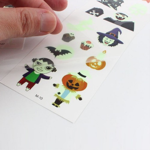 ハロウィーン夜光タトゥーステッカー10P x 5個かわいい面白い遊び団体ギフトフェスティバルイベントプロモーション