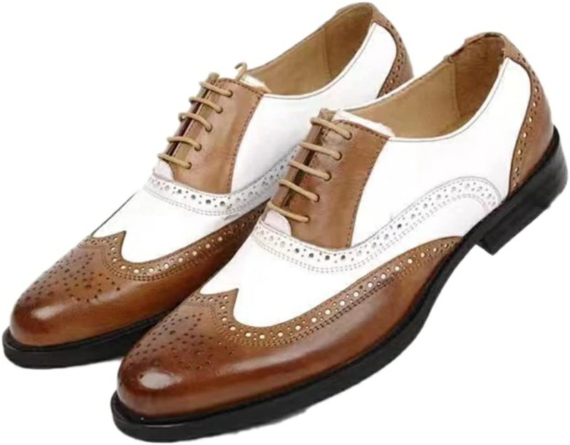 ビジネスシューズ メンズ ブリティッシュスタイル ウィングチップ 新郎 ドレスシューズ バイカラー 白黒 フォーマル 紳士靴 大きいサイズ 履きやすい 蒸れない 通気 スーツ 営業 紳士靴 おしゃれ 5,267円