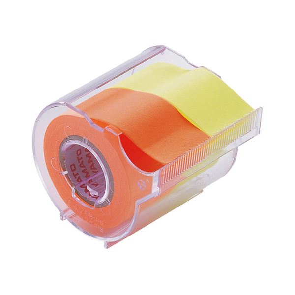 (まとめ) ヤマト メモック ロールテープ カッター付 25mm幅 レモン＆オレンジ NORK-25CH-6C 1個 (×30セット)