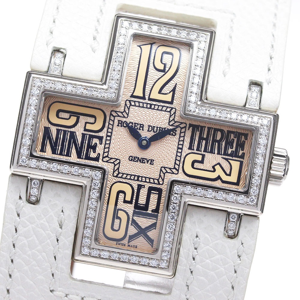 ロジェ・デュブイ ROGER DUBUIS F16 85 0-SDC フォローミー K18WG ダイヤベゼル クォーツ レディース 美品 保証書付き_848054【中古】