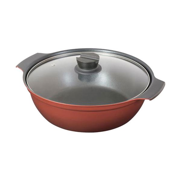 パール金属 旨味 ふっ素加工IH対応ガラス蓋付卓上鍋28cm HB-6966