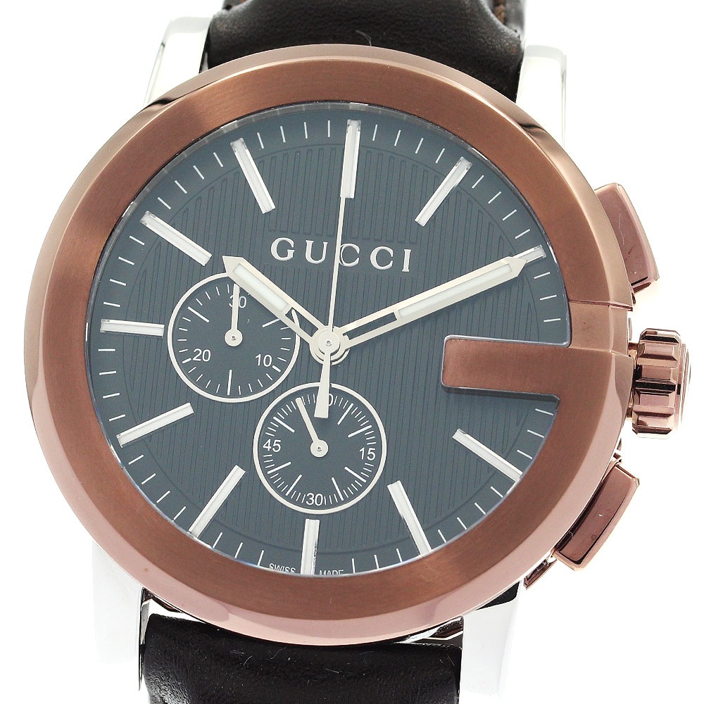 グッチ GUCCI 101.2/YA101202 Gクロノ クォーツ メンズ 美品 箱・保証書付き_877191【中古】