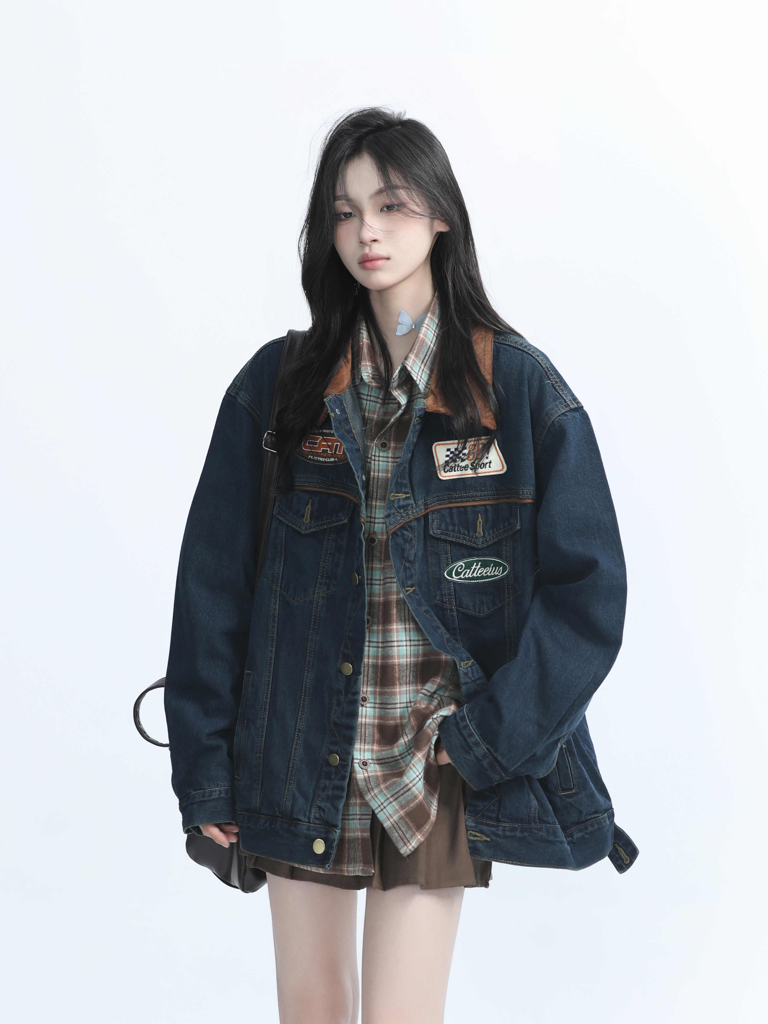 「SHANKONG」【高·品質版】【上品】2025新作 デニムジャケット アウター レトロ ゆったり 韓国ファッション レディーストップス アウター トップス セミロング トップス 5