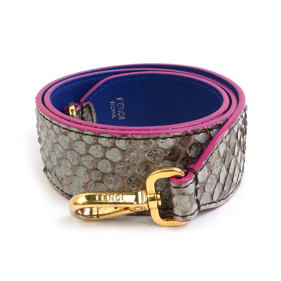 フェンディ FENDI ショルダーストラップ パイソン グレー系×パープル レディース h30871a