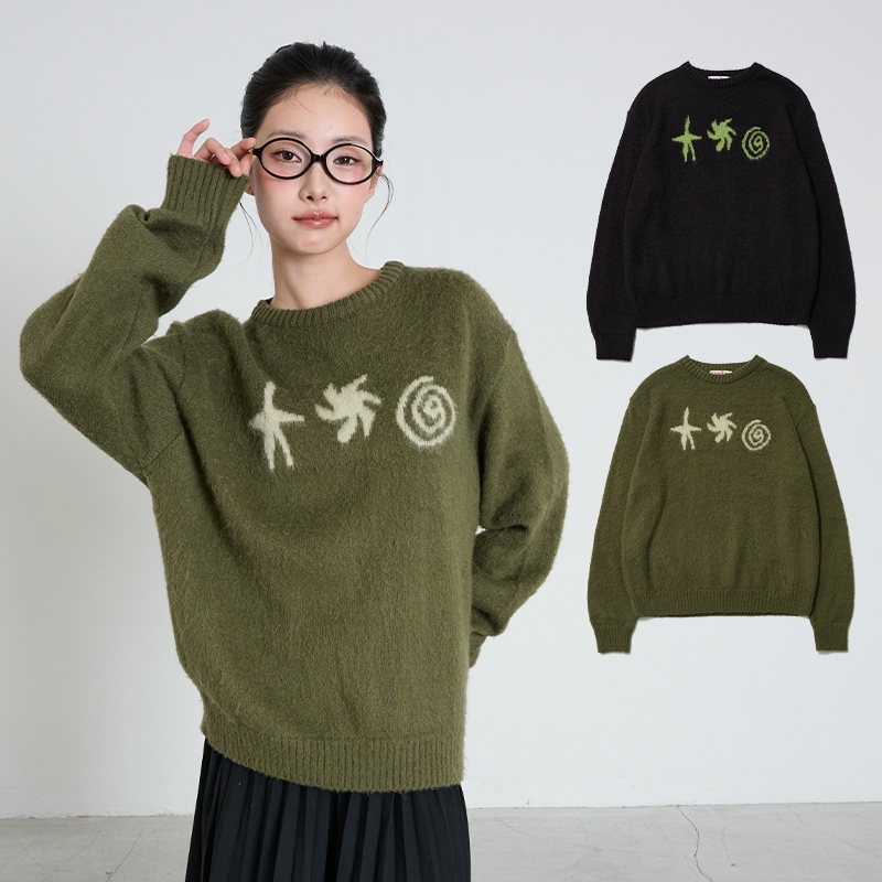 DOODLE KNIT - BLACK, KHAKI