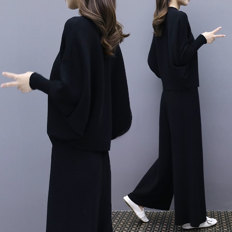 セットアップ ニットソー 部屋着 ワイドパンツ 長袖 ボリューム袖 ラウンドネック フレア ワイド ニット 上下セット 2点セット 大人可愛い きれいめ シンプル カジュアル 大人 おしゃれ お洒落 9,713円