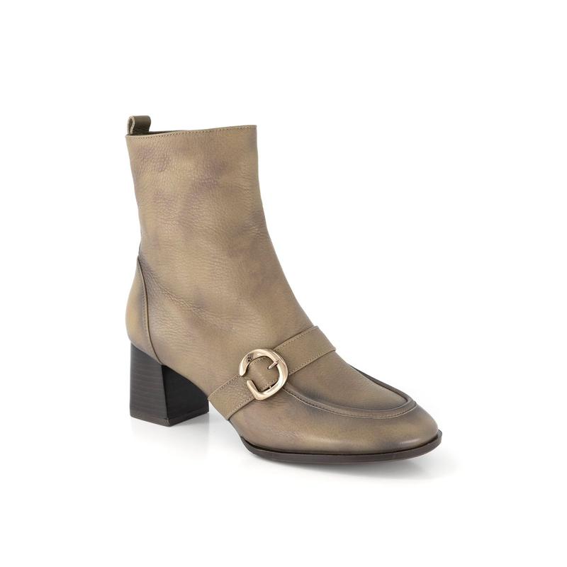 女性靴 6cm ベルトポイント アンクルブーツ DAB201 カーキ