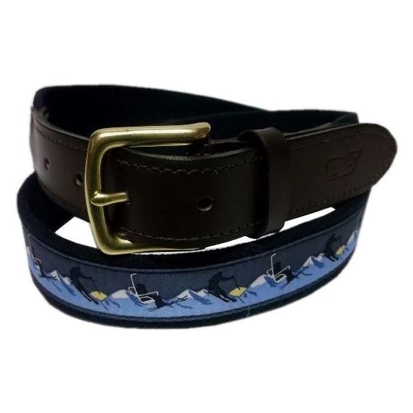 ヴィニヤードヴァインズ 本革製 レザー 布ベルト アメリカ製 ブルー vineyard vines VV4-016