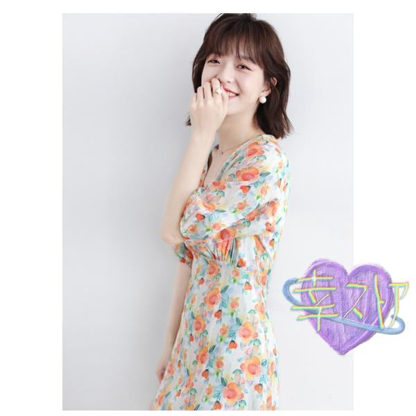 ワンピース レディース 夏 半袖 Aライン 花柄 デート パフスリーブ 二次会 膝丈 おしゃれ 超 発表会 音楽会 着痩せ 通勤 OL 30代 40代 50代 キレイめ 6,236円