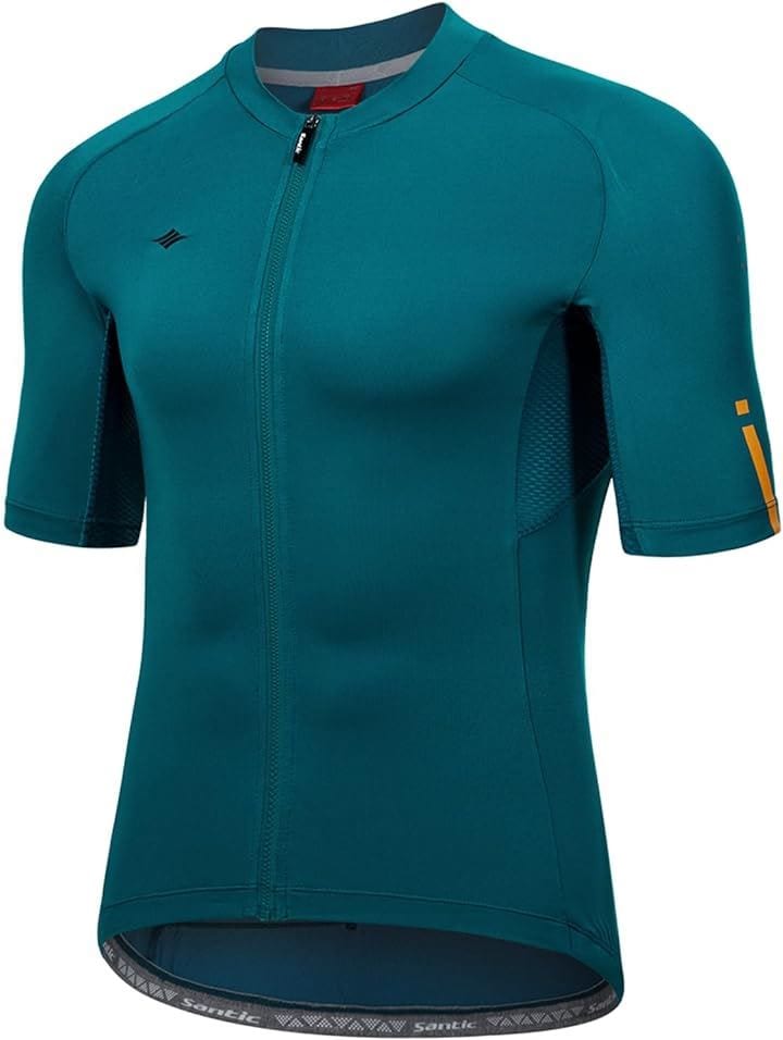 サイクルジャージ 半袖 メンズ サイクルウェア 吸汗速乾 通気 弾力( 森緑, L)