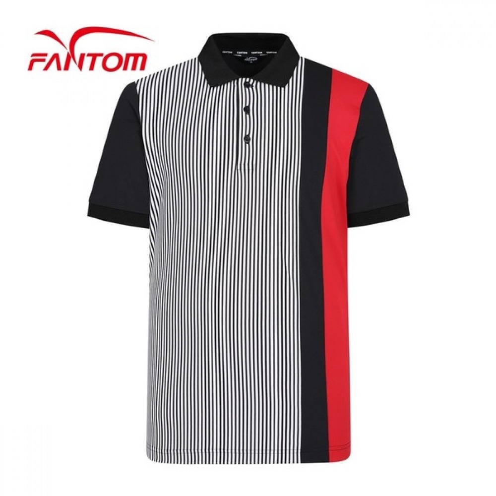 (Phantom) メンズストライプカラーカラー半袖Tシャツ