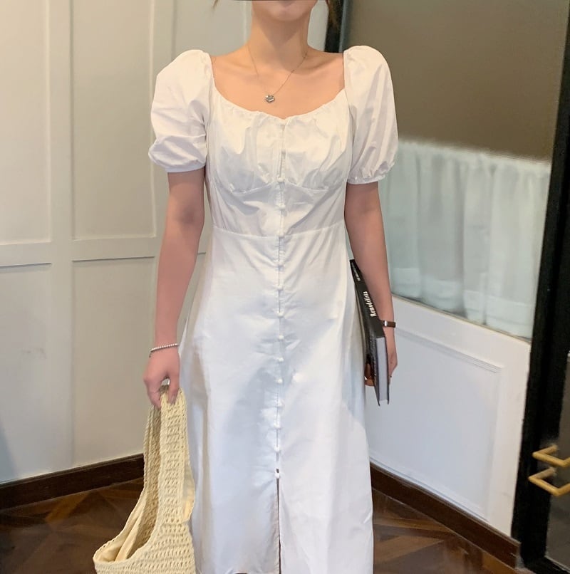 4color レディース ワンピース ミモレ丈ワンピース ミモレ丈 膝下 袖あり 半袖