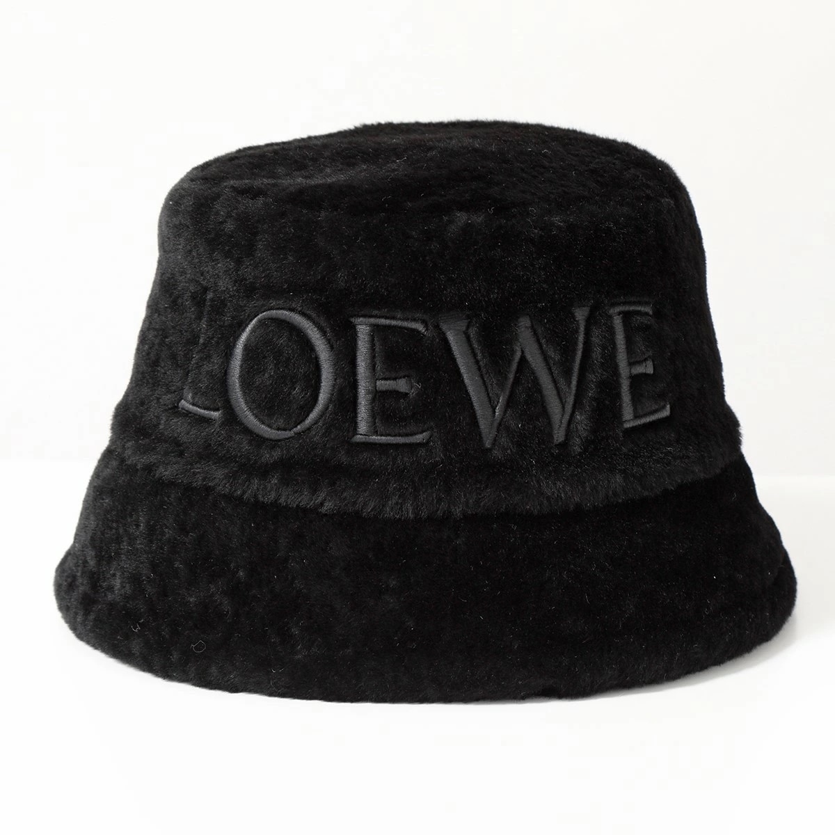 LOEWE ロエベ バケットハット K820HB1X70 レディース ロゴ刺繍 シアリング ラムレザー ファー 帽子 1100/BLACK 58,280円