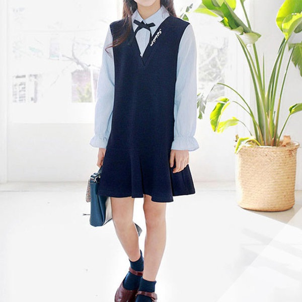 レタリングワンピース カラーblセット / 袖なしワンピース/ロングワンピース