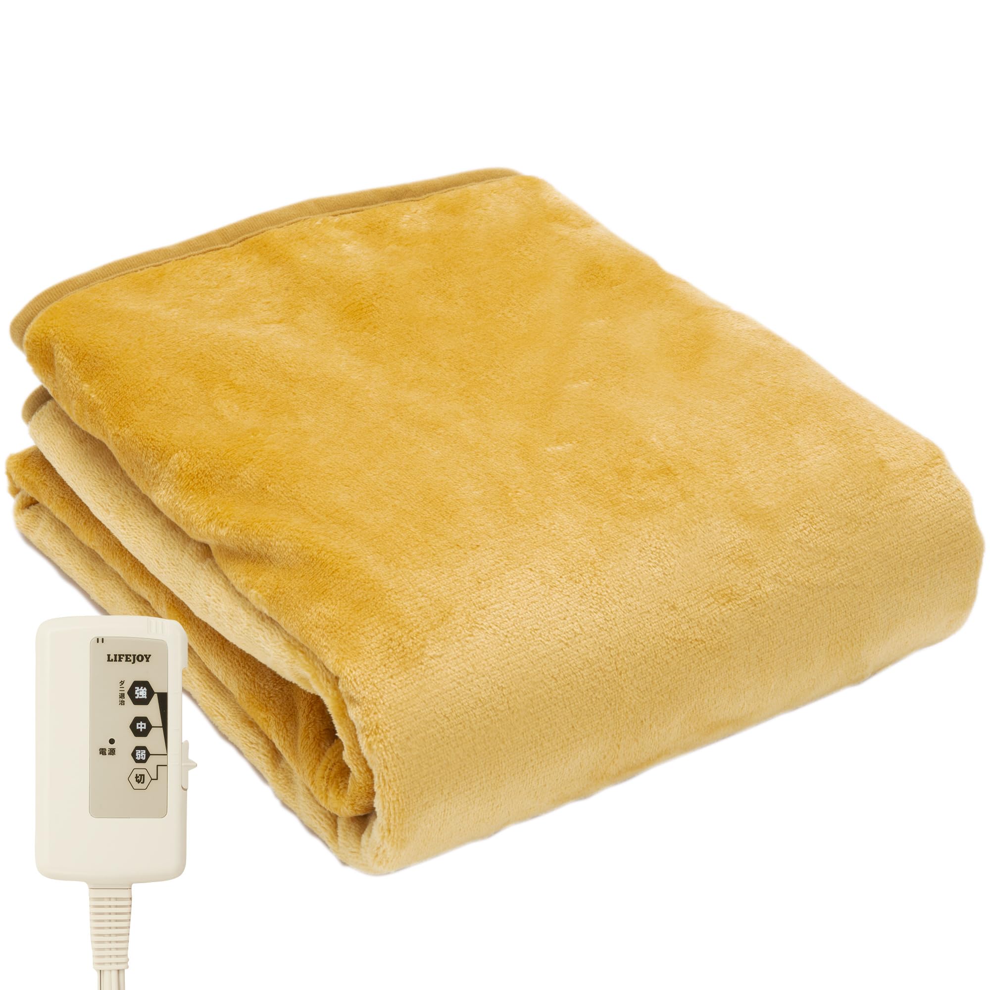 ライフジョイ 電気毛布 日本製 敷き イエロー 140×80cm 洗える フランネル 省エネ ふわふわ JCA552Y