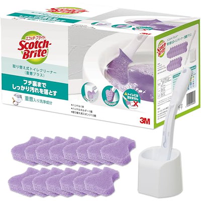 他サイト： 【Amazon.co.jp限定】 3M トイレ掃除 トイレブラシ 重曹入り 使い捨て スポンジ 洗剤付 本体 取替15個 スコッチブライトの商品画像