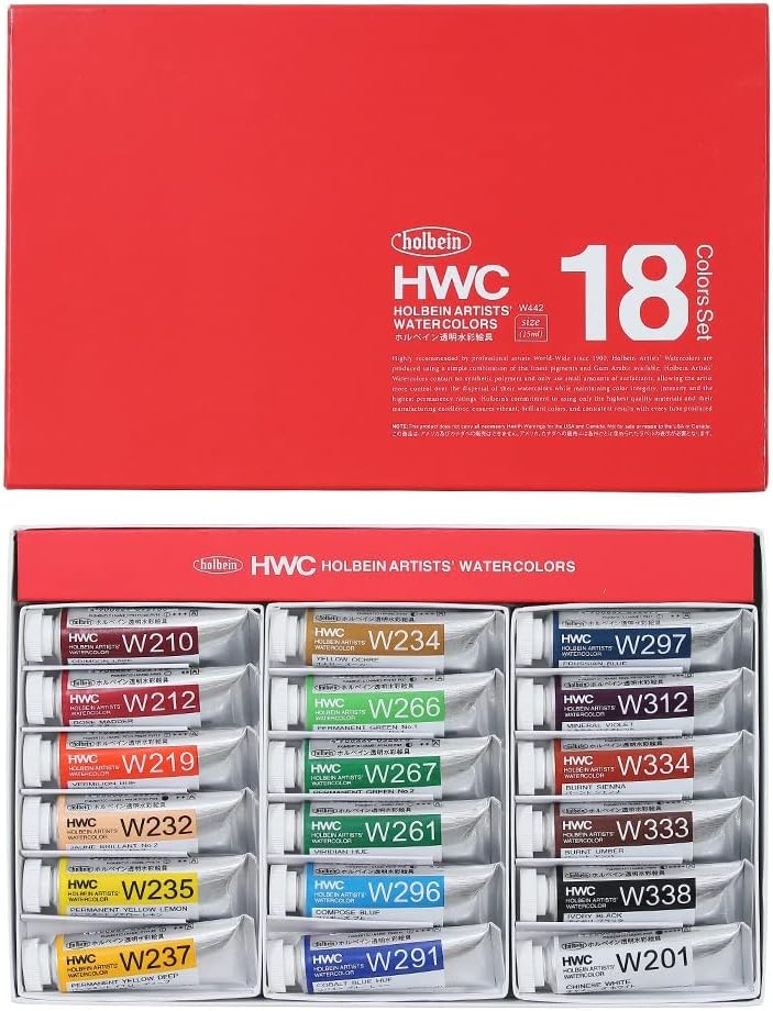 ホルベイン 透明水彩絵具 W442 15ml 18色セット 3442