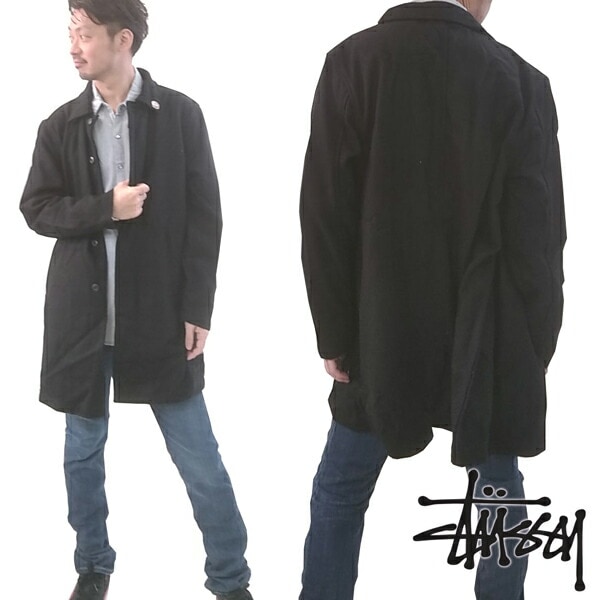 ステューシー STUSSY メンズ ウール コート ジャケット WOOL TRENCH JACKET ブラック アウター トップス 男性用 ストゥーシー スチューシー インポート ストリート スタイル 21,384円