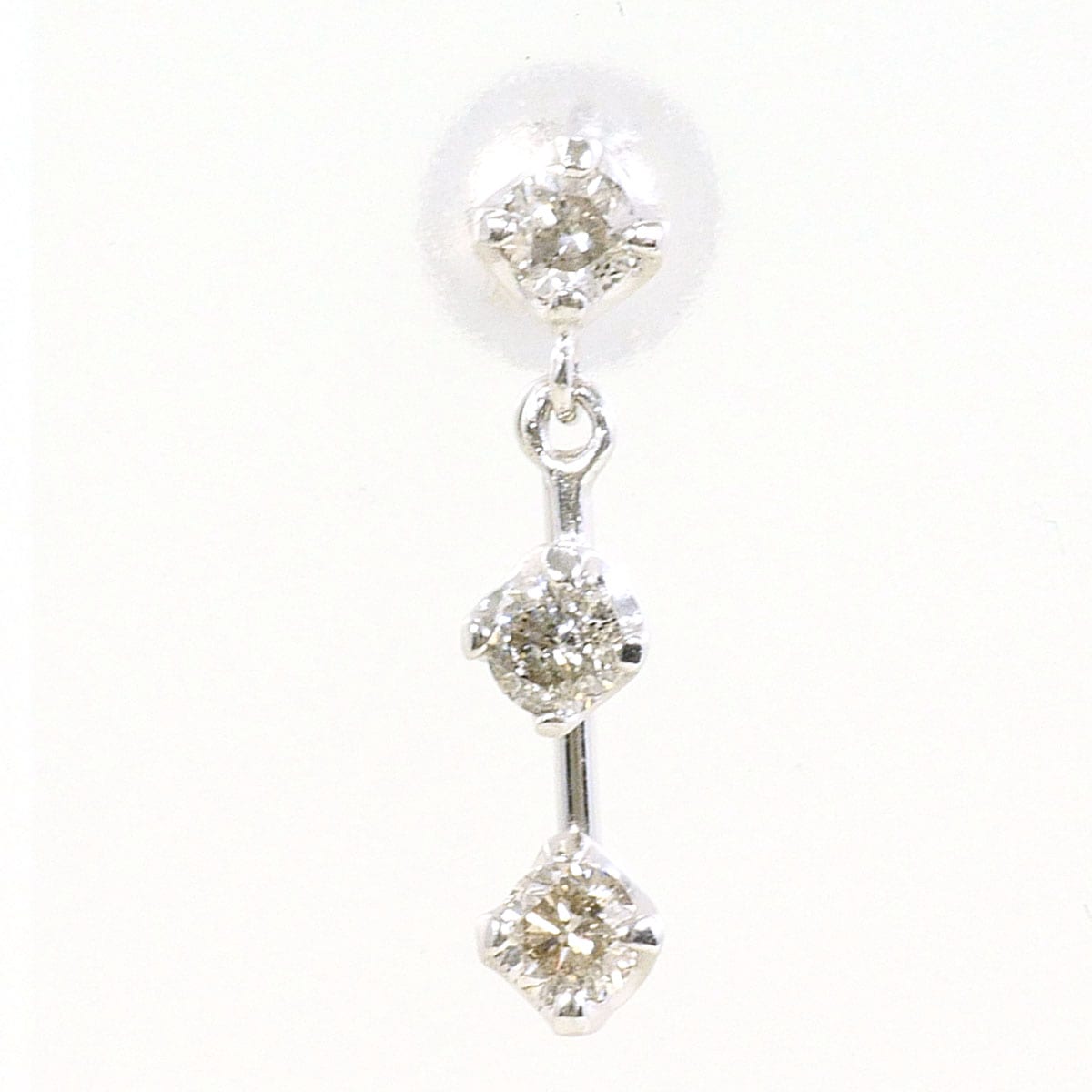 K14 14金 WG ホワイトゴールド ピアス(片耳) ダイヤモンド 0.15ct 総重量約0.2g レディース 中古