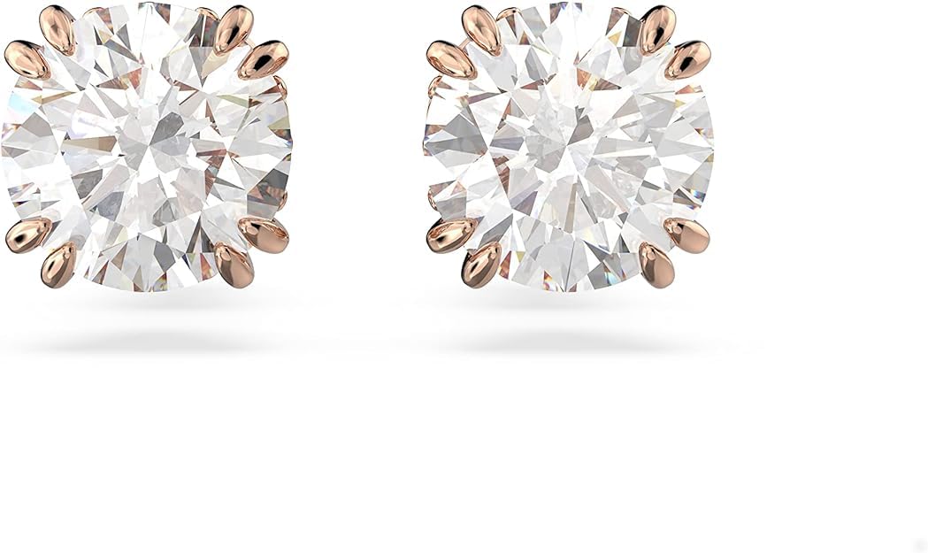 【スワロフスキー】Constella スタッドピアス ラウンドカット ホワイト ローズゴールドトーン・プレーティング [並行輸入品]