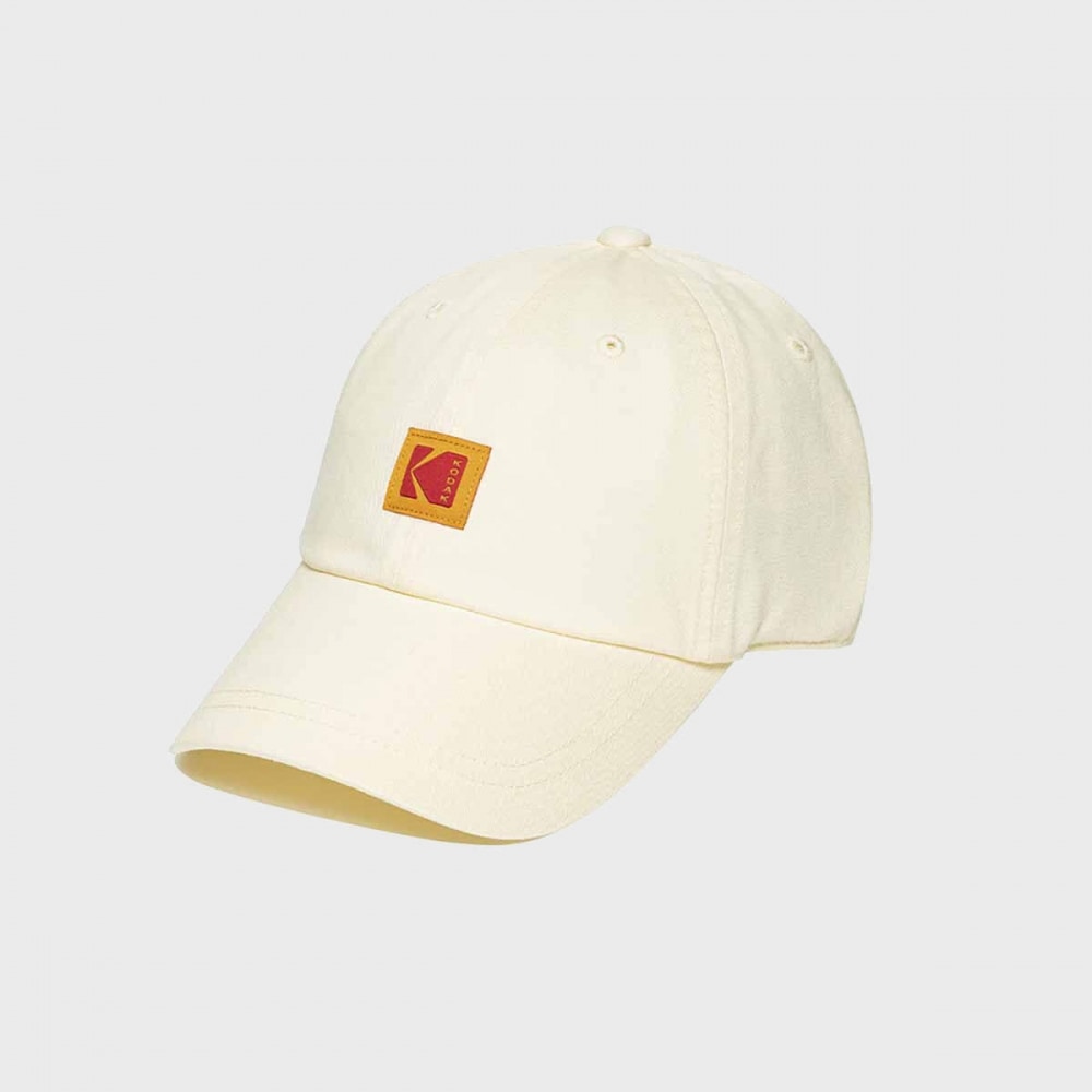 コダックアパレルリラックスフィットスクエアロゴボールキャップアイボリー
