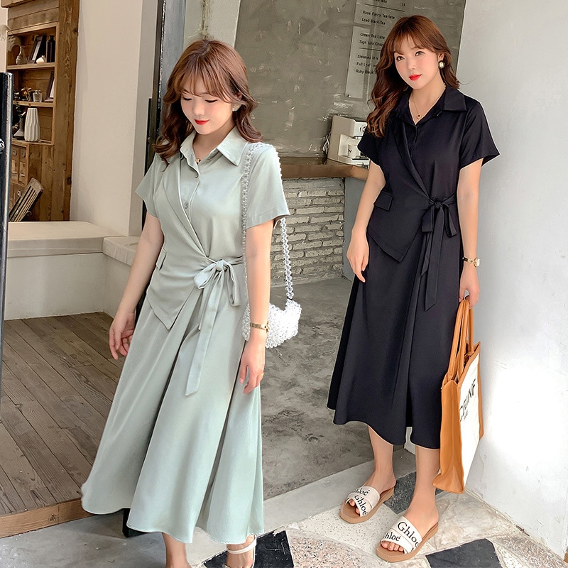 ワンピース 大きいサイズ 半袖 春夏 韓国 妊婦 マタニティ ゆったり きれいめ 3l 4xl 5l
