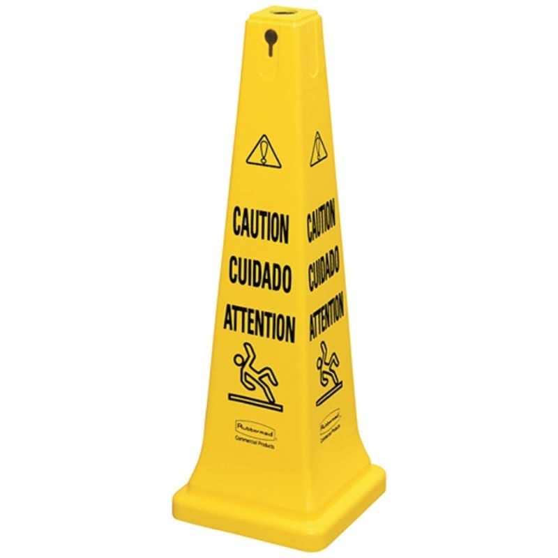 ニューウェルラバーメイド社　ラバーメイド セーフティコーン 3ヶ国語 イエロー　627604