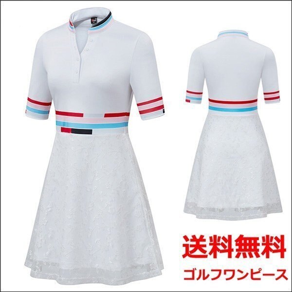 ゴルフワンピース レディース ゴルフウェア 半袖 ゴルフドレス オシャレ 女性用ワンピース レース
