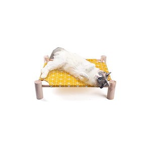 【即納】LLifeIT 猫ベッド ペットハンモック 犬猫用ベッド 自立式 猫寝床 耐荷重10KG 丸洗い 猫用ベッド 取り付け簡単 通気性 組立簡単 室内 戸外（黄色）