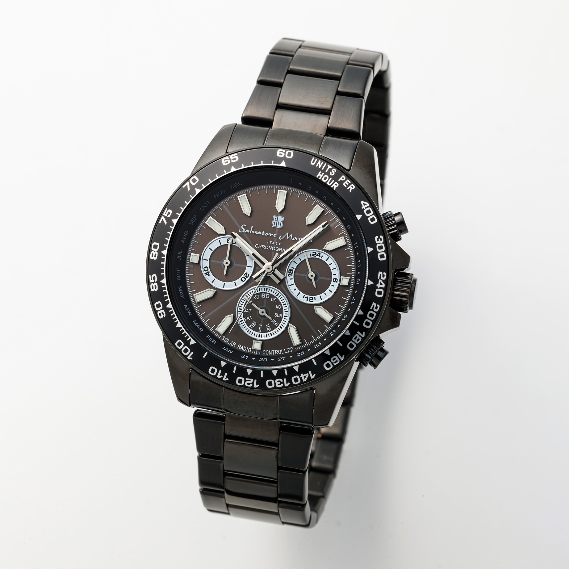 Salvatore Marra サルバトーレマーラ腕時計　電波ソーラークロノグラフウォッチ SM24108-BKBK