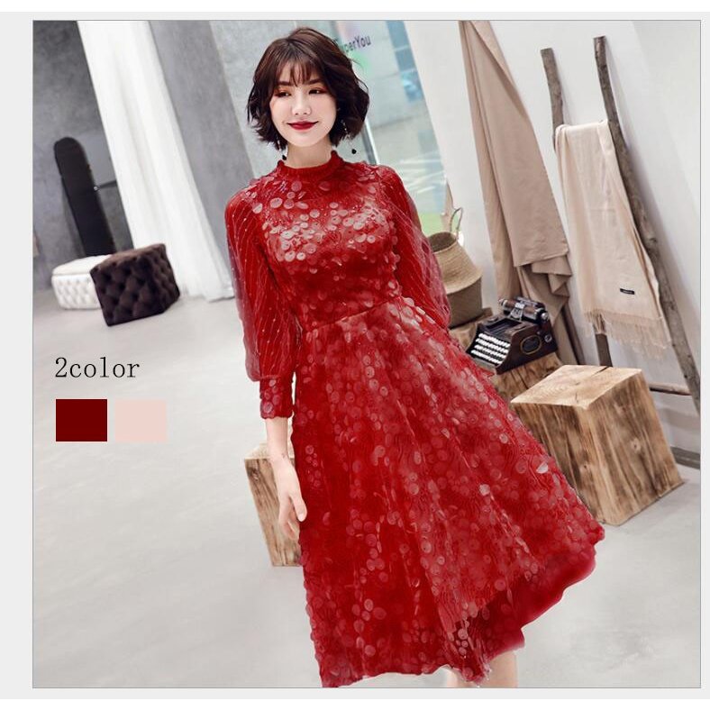 ウエディングドレス パーティードレス ミモレ丈ドレス 上品 大人 aラインワンピース カラードレス 5,359円