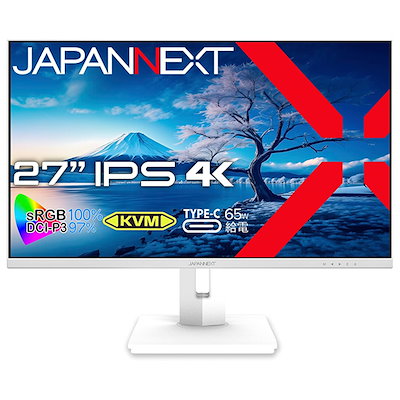 他サイト： JAPANNEXT　27インチ IPSパネル搭載 4K(3840x2160)解像度 液晶モニター HDMI DP USB Type-C 高さ調整　JN-IPS27UHDR-C65W-HSP-Wの商品画像