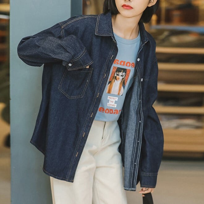 レディース シャツ 羽織り デニム インスタ映え 高見え 可愛い かわいい 韓国 かっこいい カジュアル 大人 上品 きれいめ シンプル クラシック エレガント こなれ感 メンズライク おしゃれ lo