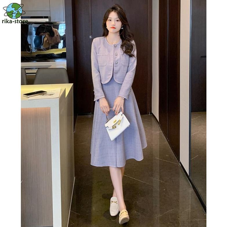 超人気セットアップ スーツ レディース きれいめ ツイードスカート ノーカラー ツイードジャケット 大きいサイズ 秋 冬 韓国 ファッション 卒業式 入学式