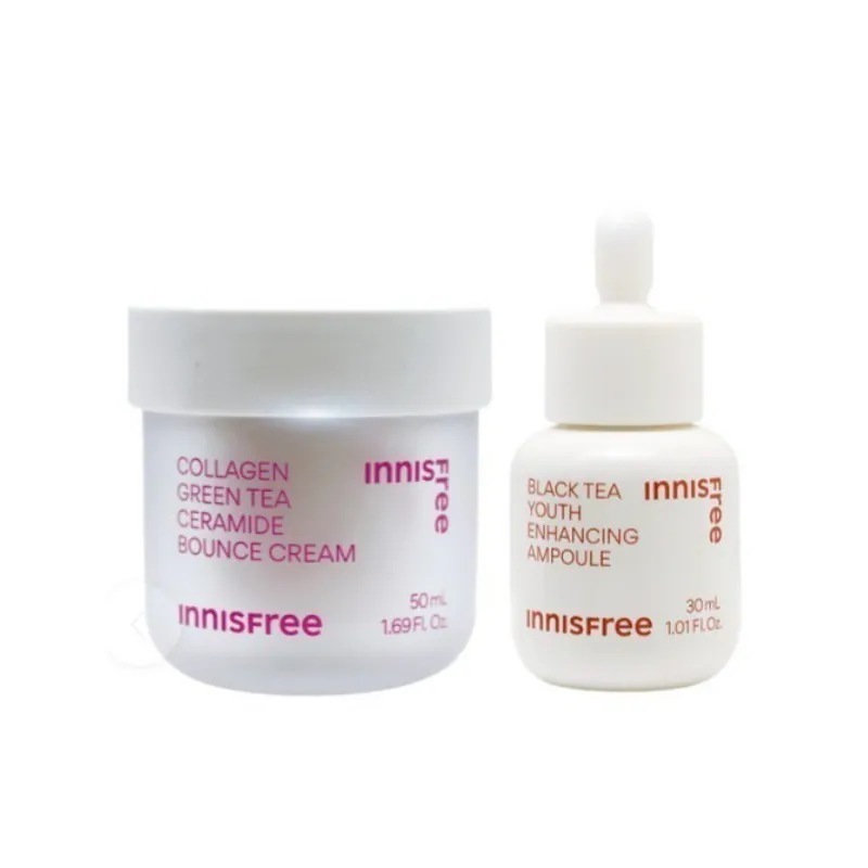 コラーゲン　グリーンティー　セラミド　バウンス　クリーム 50mL + ビタC 雑ティー トーニング セラム 30ml / コラーゲン＆ビタミンC　くすみケアセット