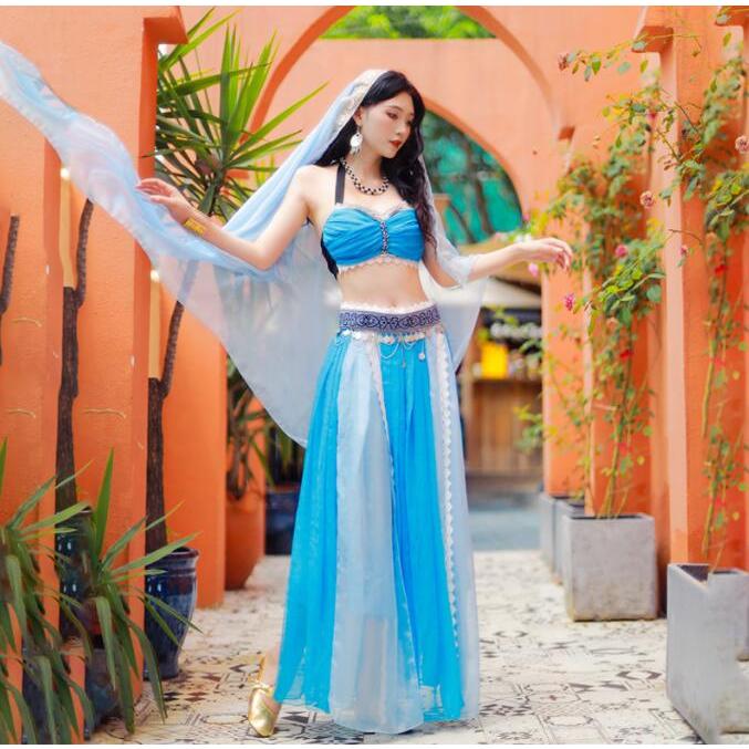 アラビアン 衣装 大人 民族風 ベリーダンス 衣装 セットアップ ジャスミン 舞台衣裳 古典舞踊衣装 中華 飛天 天女 飄々 ハロウィン プリンセス コスチューム30%までに制限