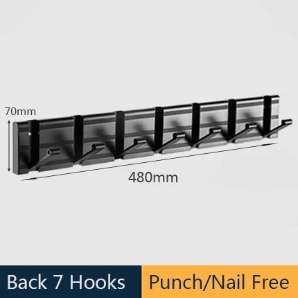 フックとハンガー用の粘着性の壁フック,コートラック,バスルームフック,1セット Black 7 Hooks 8,196円