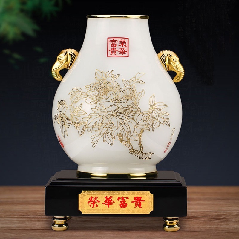 富を呼び込む大きな花瓶自宅のリビングルーム玄関ホールワインキャビネットの装飾工芸品開業祝い新築祝いのギフト