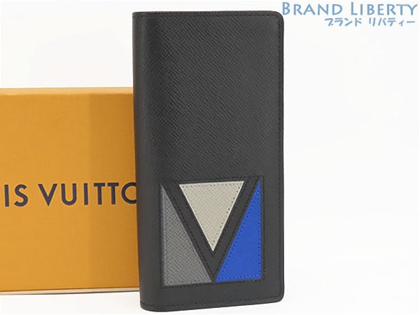 新古品ルイヴィトンタイガVシェイプポルトフォイユブラザ二つ折り長財布ノワールブラックブルーグレーホワイトM30791