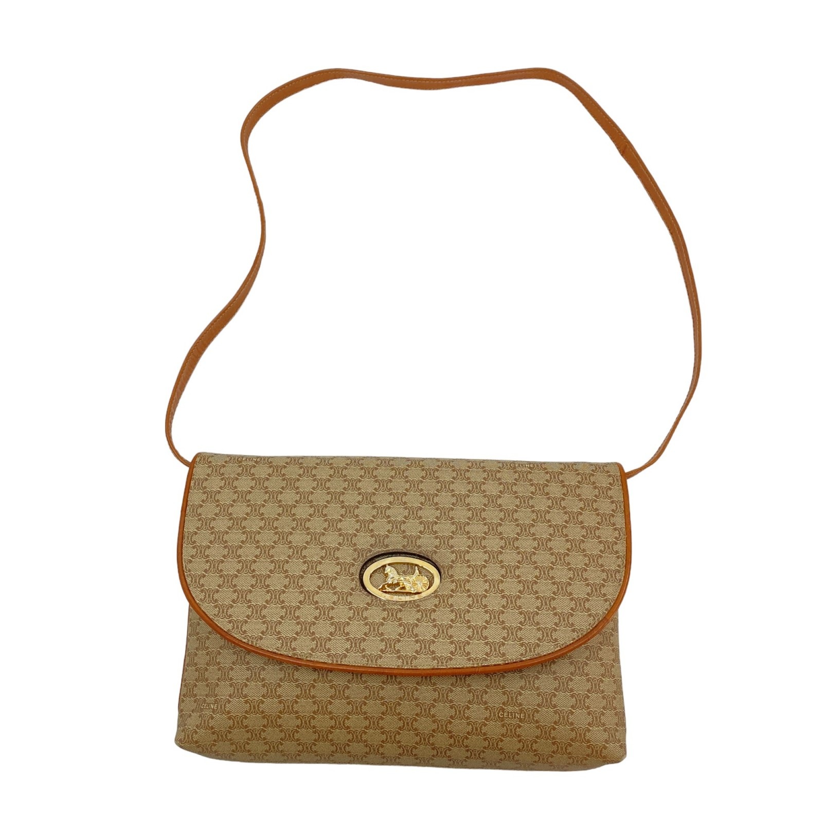 【中古】セリーヌ CELINE レディース マカダム 馬車金具 ビンテージ ショルダーバッグ