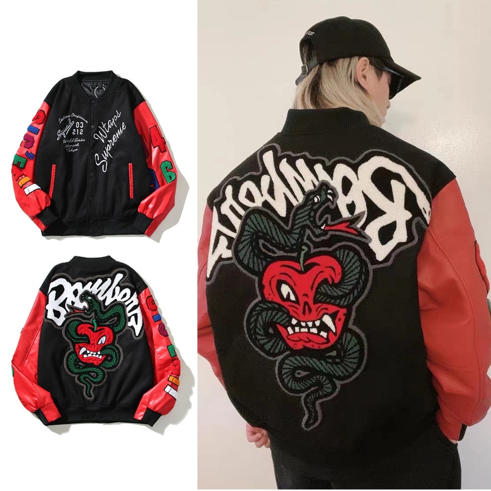 送料無料オートバイの服,レトロな刺jackets,ボンバーラージサイズ,ストリートウェア,カジュアル,ユニセックス