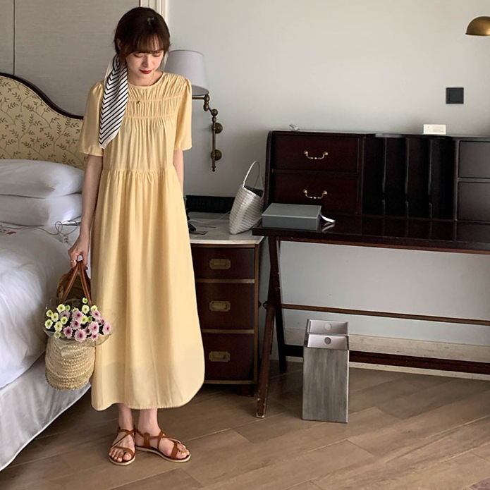 ワンピース フレアワンピース ティアードワンピース ショート丈 ロング ロング丈 マキシ マキシ丈 袖あり 半袖 ラウンドネック ワイド 伸縮性 大人可愛い シンプル カジュアル 大人 おしゃれ 7,692円