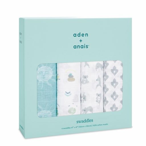 ADEN + ANAIS(エイデンアンドアネイ) 【日本正規品】出産祝い ベビーギフト モスリンスワドル おくるみ NOW+ZEN ASWC40012J 120X120センチメートル (X 4) 0か
