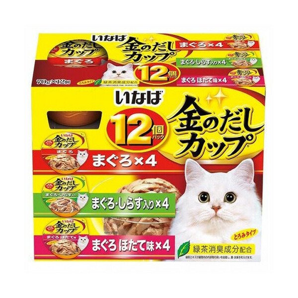 いなば　金のだし　カップ　１２個パック　まぐろバラエティパック　７０ｇX１２個X８　キャットフード　ＣＲＣ35―20―20―50―00