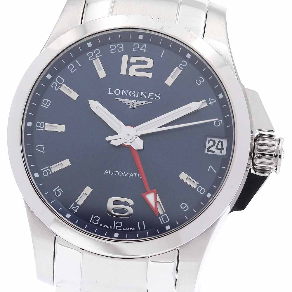 ロンジン LONGINES L3.687.4 コンクエスト GMT デイト 自動巻き メンズ 良品 _949253【中古】