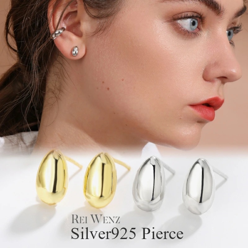 【高品質Silver925】ピアス シルバー Silver925 雫 ティアドロップ 丸 大ぶり ゴールド 一粒 シンプル レディース ブランド プレゼント 人気