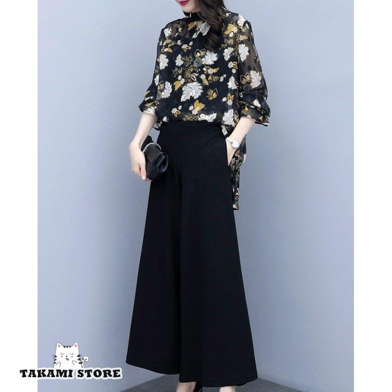 パンツドレス ドレス 結婚式 お呼ばれ パンツ ワイドパンツ セットアップ パーティードレス 長袖 袖あり 黒 ゆったり 体型カバー 大きいサイズ 3L 4L