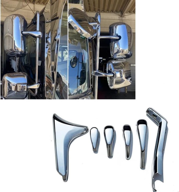 日野 ひのう 17レンジャー メッキ アッパー ミラーステーガーニッシュ 標準ルーフ 電動タイプ専用 電動リモコンミラ 外装 トラック用品